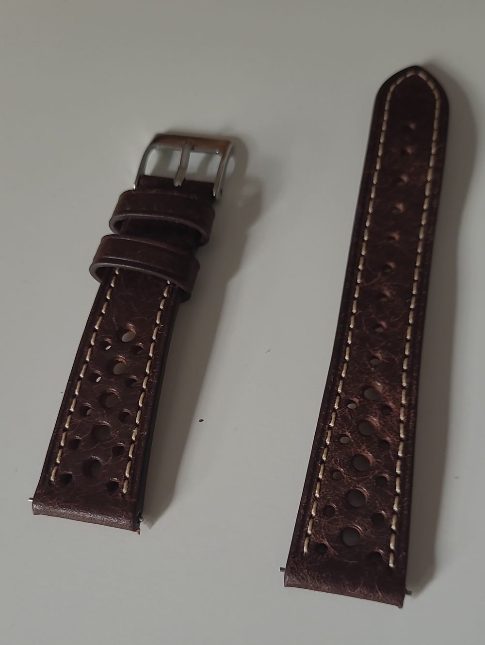 Brown 20mm Leather Perforated Men’s Watch Strap
